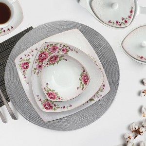 سرویس چینی 105 پارچه پردیس کاشان سری پاریس طرح آلما صورتی