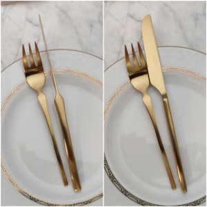 ست 12پارچه کارد وچنگال میوه خوری طلایی (3 بعدی) ورسا