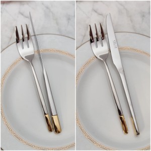 ست 12پارچه کارد وچنگال میوه خوری  نیم طلا (3 بعدی) ورسا