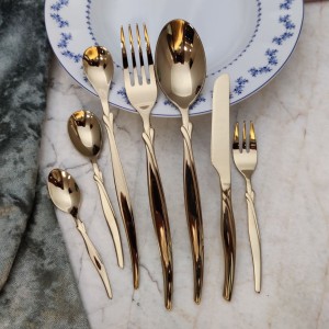 سرویس قاشق و چنگال طلایی ۳۰ نفره اس جی S.G طرح پاپیونی 143 پارچه