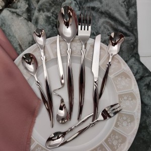 سرویس قاشق و چنگال ۳۰ نفره اس جی S.Gطرح پاپیونی تمام براق 143 پارچه