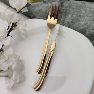 ست 12پارچه کارد وچنگال میوه خوری 3بعدی نیوسمپل طلایی