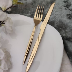 ست 12پارچه کارد وچنگال میوه خوری  تخت میامی طلایی