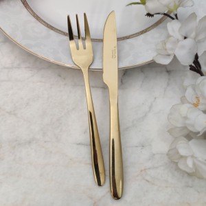 ست 12پارچه کارد وچنگال میوه خوری تخت دونا طلایی