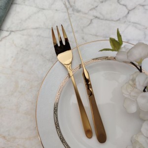 ست 12پارچه کارد وچنگال میوه خوری (3 بعدی)  333 دسته مات طلایی