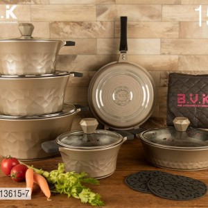 سرویس قابلمه گرانیتی 15 پارچه بی وی کی BVK بژ کد 7-713615