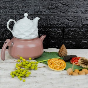 کتری قوری شاینی کد 15124  رنگ صورتی