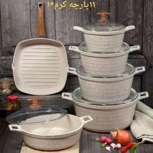 سرویس 11  پارچه قابلمه River رنگ کرم کد 3738