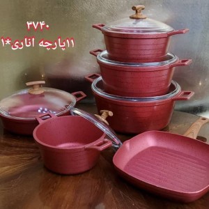 سرویس 11  پارچه قابلمه River رنگ اناری کد 3740