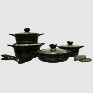 سرویس 11 پارچه چدن یونیک مدل کلاسیک مشکی کد 7702