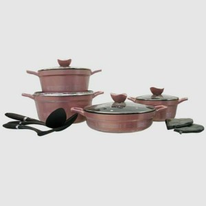 سرویس 11 پارچه چدن یونیک مدل کلاسیک رزگلد،کد 7702