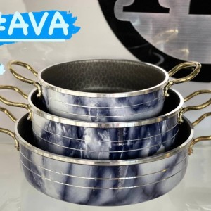 3 تابه دودسته طرح چدن دکورال آوا
