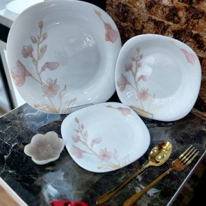 سرویس 26 پارچه آرکوپال طرح چهارگوش رزگلد صورتی