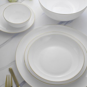 سرویس غذاخوری گلدن اوپال 26 پارچه سفیدلب طلاقالب Diwali