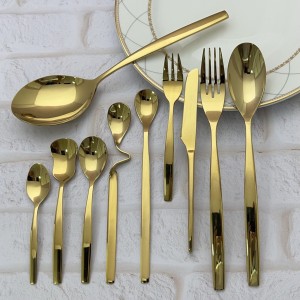 سرویس قاشق و چنگال ۳۰ نفره اس جی S.Gطرح جنوا تمام طلایی 143 پارچه