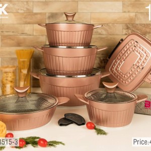 سرویس قابلمه گرانیتی 15 پارچه بی وی کی BVK رزگلد کد 3-713515