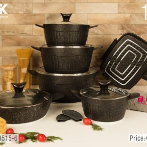 سرویس قابلمه گرانیتی 15 پارچه بی وی کی BVK مشکی کد 1-713515