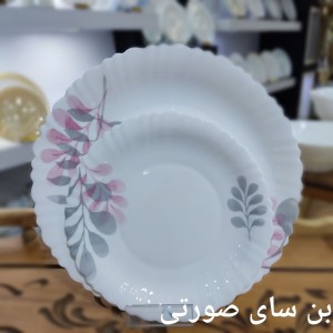 سرویس غذاخوری آرکوپال 6 نفره 25 پارچه قالب First طرح بن سای صورتی گلدن اپال