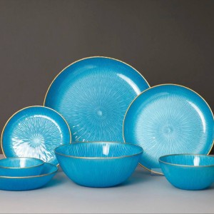 سرویس غذاخوری بلور سولو رنگی 6 نفره (رنگبندی متنوع)