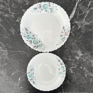 سرویس غذاخوری آرکوپال 6 نفره طرح گلوریا سبز گلدن اپال