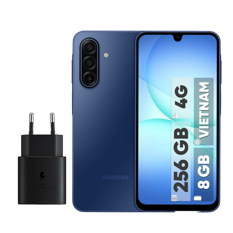 گوشی موبایل سامسونگ مدل Galaxy A17 4G دو سیم کارت ظرفیت 256 گیگابایت و رم 8 گیگابایت - ویتنام به همراه شارژر 25 وات سامسونگ