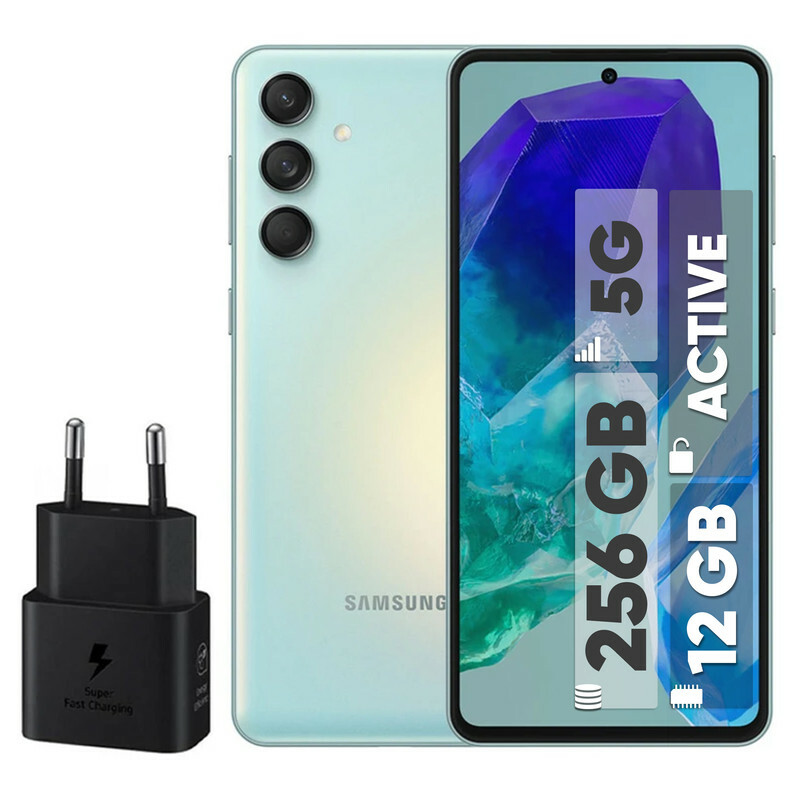 گوشی موبایل سامسونگ مدل Galaxy M55 5G دو سیم کارت ظرفیت 256 گیگابایت و رم 12 گیگابایت - اکتیو - به همراه شارژر 25 وات سامسونگ