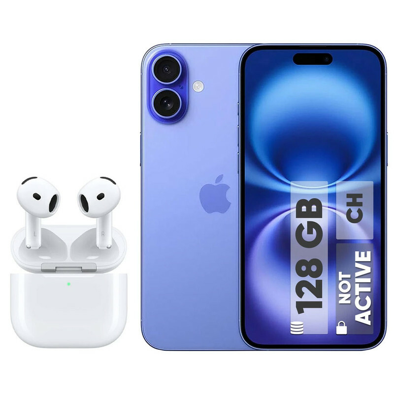گوشی موبایل اپل مدل iPhone 16 CH دو سیم کارت ظرفیت 128 گیگابایت و رم 8 گیگابایت - به همراه هدفون بلوتوثی اپل مدل AirPods 4