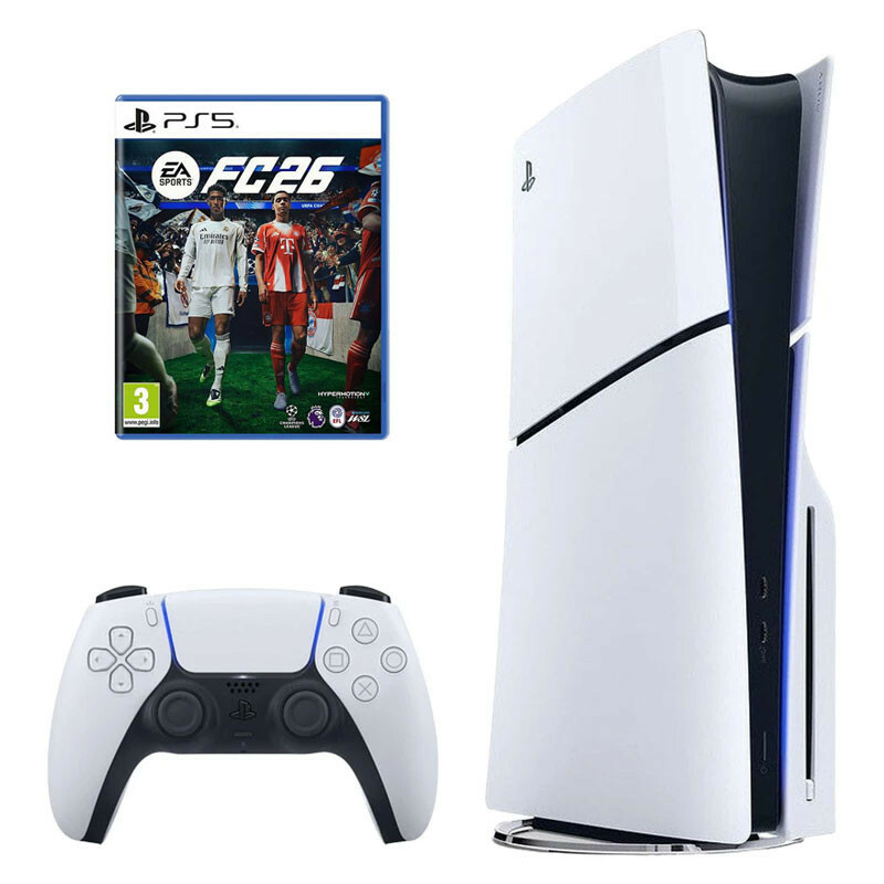کنسول بازی سونی مدل PlayStation 5 Slim ریجن اروپا سری 2016A نسخه دیسک‌خور ظرفیت یک ترابایت به همراه بازی EA SPORTS FC 26