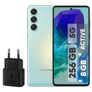 گوشی موبایل سامسونگ مدل Galaxy M55 5G دو سیم کارت ظرفیت 256 گیگابایت و رم 8 گیگابایت - اکتیو - به همراه شارژر 25 وات سامسونگ