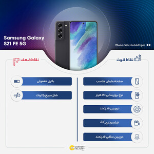 گوشی موبایل سامسونگ مدل Galaxy S21 FE 5G دو سیم کارت ظرفیت 256 گیگابایت و رم 8 گیگابایت نسخه اسنپدراگون - اکتیو - به همراه شارژر 25 وات