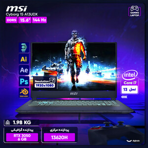 لپ تاپ 15.6 اینچی ام اس آی مدل Cyborg 15 A13UDX-i7 13620H-16GB DDR5-1TB SSD-RTX3050 6GB-FHD 144Hz