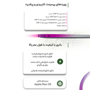 لپ تاپ 13.3 اینچی اپل مدل MacBook Air MGN63 2020 HNA-M1-8GB RAM-256GB SSD