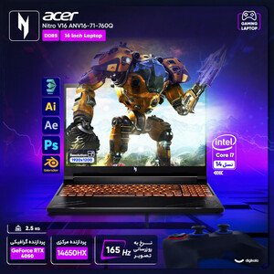 لپ تاپ 16 اینچی ایسر مدل Nitro V16 ANV16-71-760Q-i7 14650HX-16GB DDR5-512GB SSD-RTX4050-FHD
