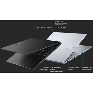 لپ تاپ 16 اینچی ایسوس مدل Vivobook 16X K3605VV-N1363-i9 13900H-16GB DDR4 3200MHz-512GB SSD-RTX4060 8GB-IPS 120Hz