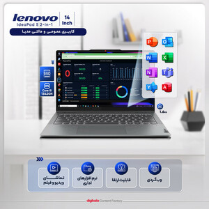 لپ تاپ 14 اینچی لنوو مدل IdeaPad 5 2-in-1 14IRH9-i5 13420H-16GB LPDDR5-512GB SSD-IPS-Touch به همراه قلم