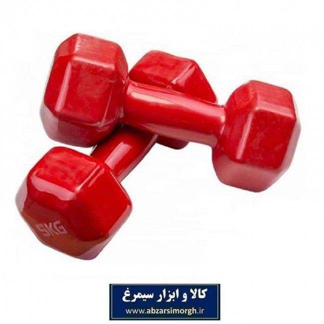 دمبل ایروبیک روکش دار شش ضلعی ۵ کیلوگرم بسته ۲ عددی VDB-006
