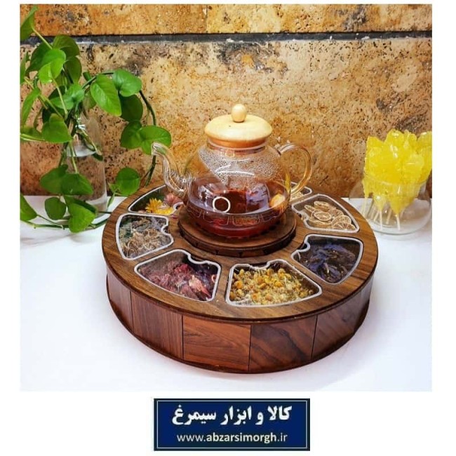 تی باکس و جای تنقلات چوبی جای وارمر دار گرد HOK-005