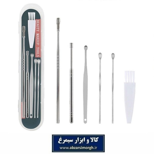 ابزار نظافت و گوش پاک کن استیل 6 عددی قاب دار ZGP-004