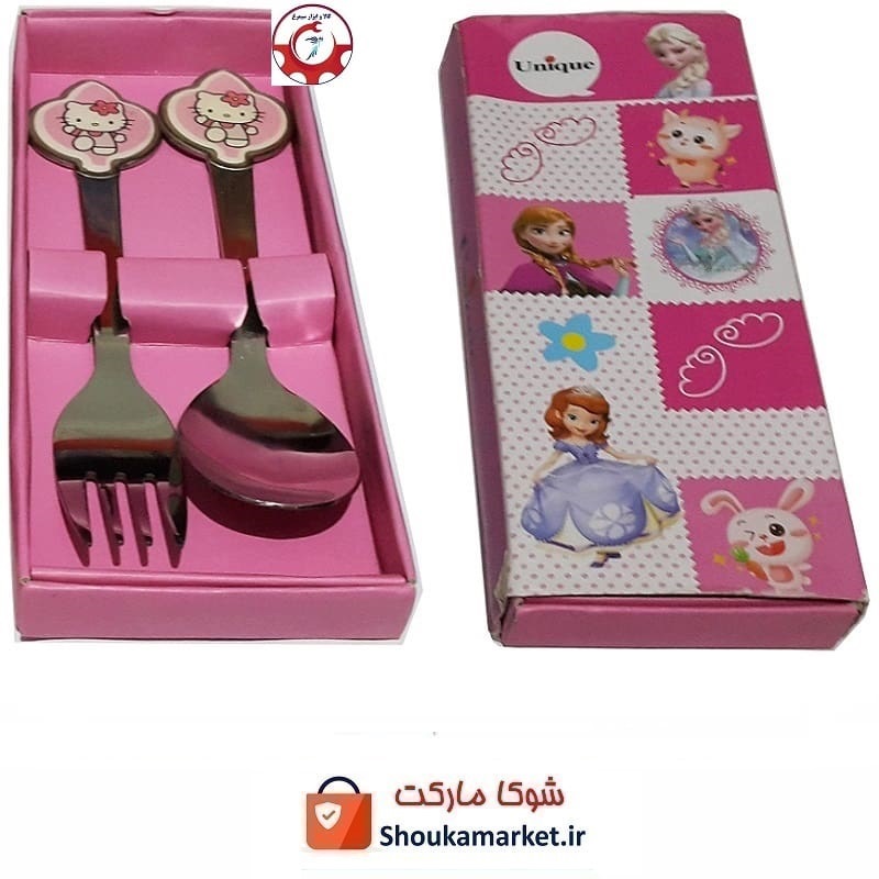 ست قاشق و چنگال کودک Unique یونیک طرح Hello Kitty هلو کیتی HGS-014