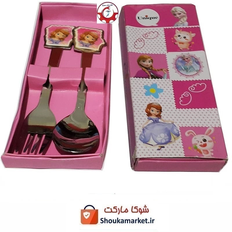 ست قاشق و چنگال کودک Unique یونیک طرح آنا HGS-013