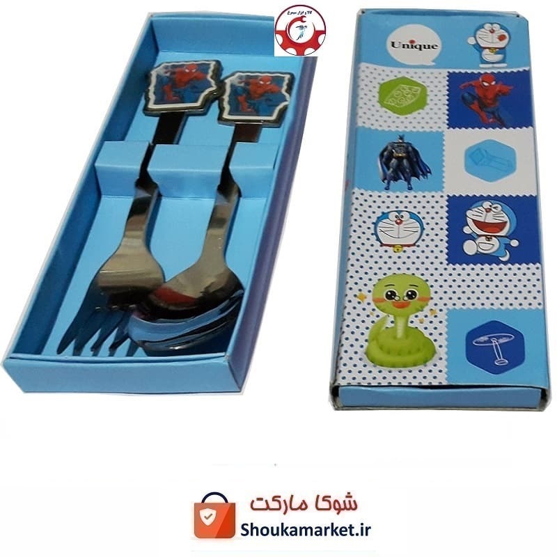 ست قاشق و چنگال کودک Unique یونیک طرح اسپایدر من یا مرد عنکبوتی HGS-012