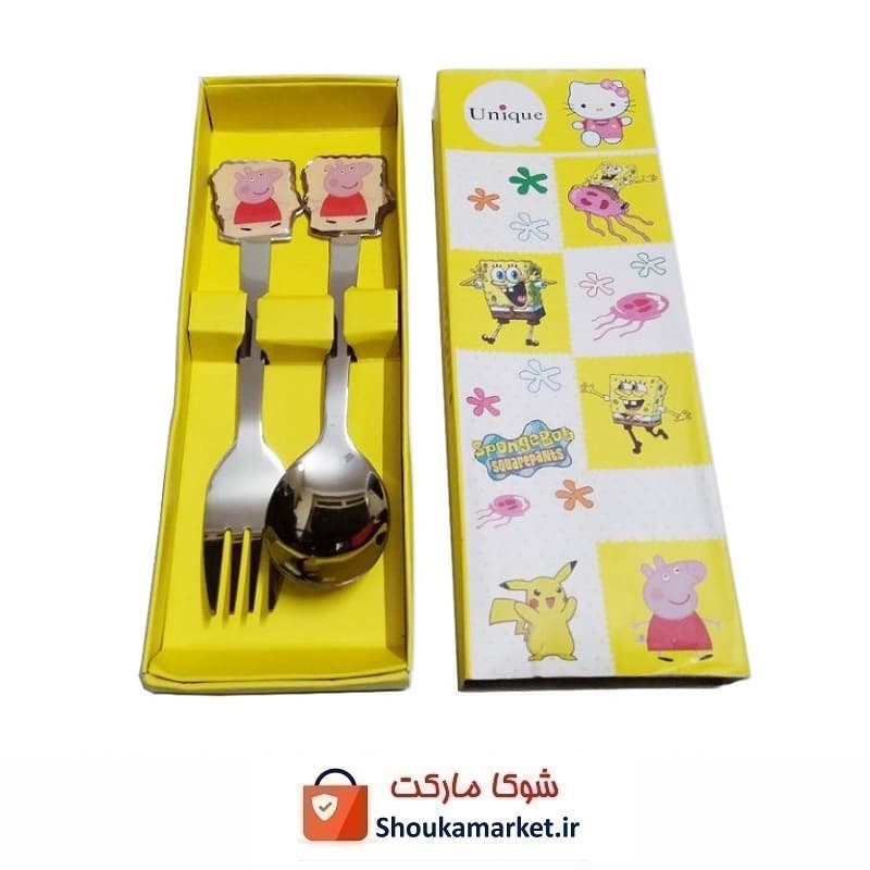 قاشق چنگال کودک یونیک Unique کارتون پپاپیگ خوک صورتی HGS-002
