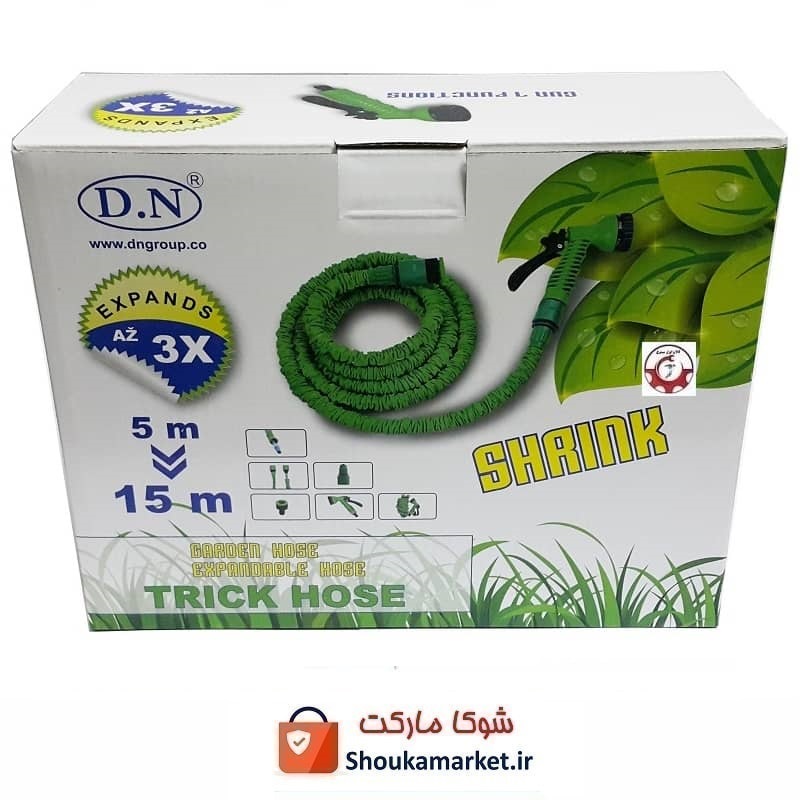 شیلنگ یا شلنگ جادویی D.N طرح مجیک هوز ۱۵ متری با آبپاش جعبه دار GSH-004