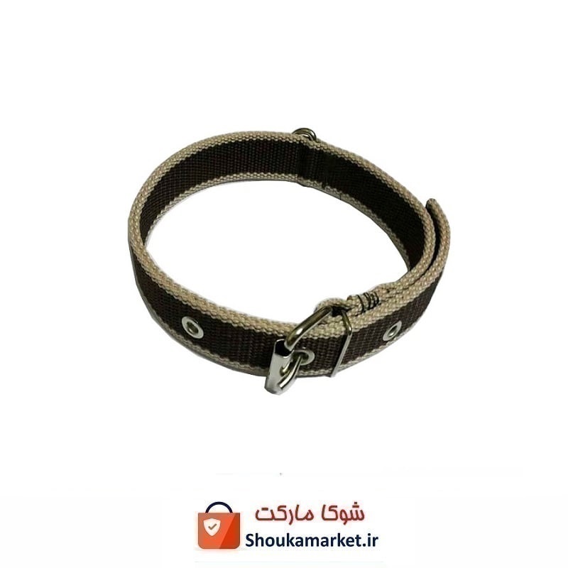 قلاده گردنی سگ برزنتی ۲ لایه عرض ۳ سانت رنگ قهوه ای HPS-023A