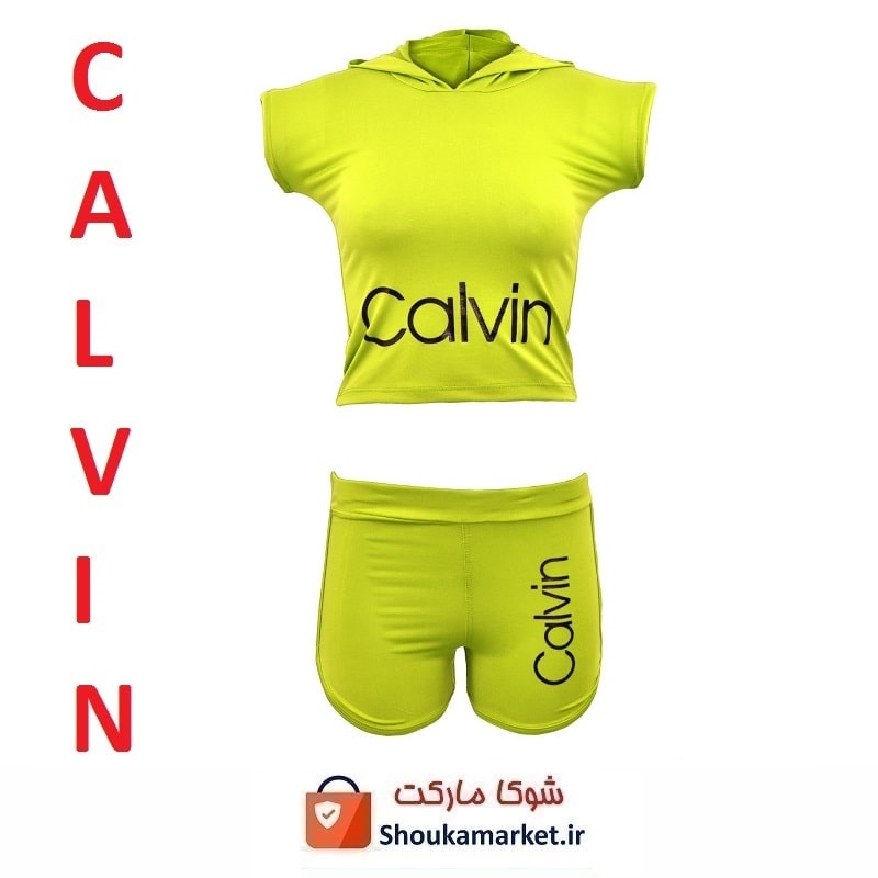 ست نیم تنه و شلوارک ورزشی زنانه Calvin کلوین فری سایز  VLV-004