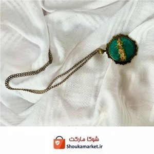 گردنبند برنز طرح ورق طلا رزین کد GHR01