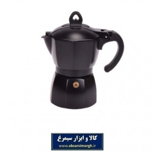 قهوه جوش موکا تفلون مشکی با رنگ کوره ای ۶ کاپ طرح ایتالیا HGJ-008