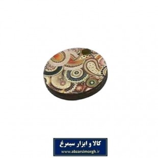 آینه جیبی چوبی گرد طرح سنتی بته جقه فروش تکی و جینی ZAY-011