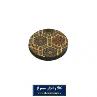 آینه جیبی چوبی گرد طرح سنتی ۶ ضلعی فروش تکی و جینی ZAY-012