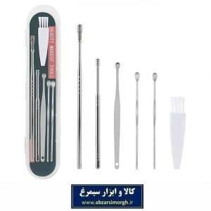 ابزار نظافت و گوش پاک کن استیل 6 عددی قاب دار ZGP-004